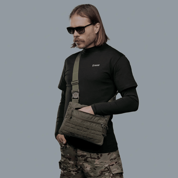 3 - Плечова однолямкова сумка. Збільшена. Cordura 1000D Олива