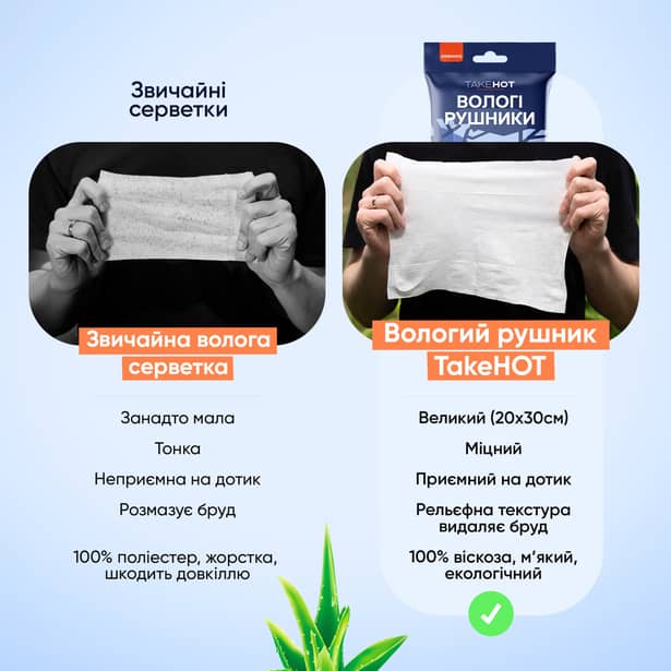 4 - Вологі одноразові рушники TakeHot (комплект 8 шт)