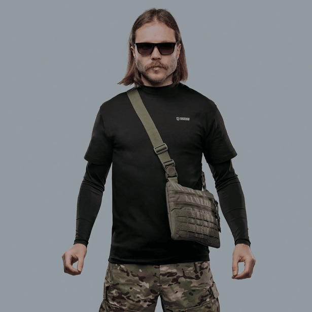 4 - Плечова однолямкова сумка. Збільшена. Cordura 1000D Олива