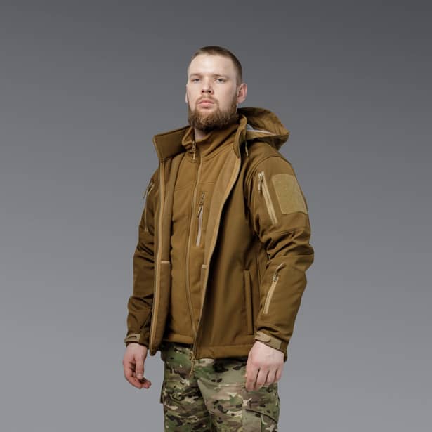 4 - Куртка тактична SoftShell APEX Flex. Осінь-Весна Койот. Розмір XL