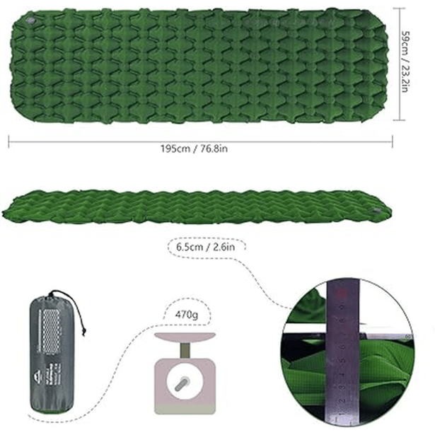 2 - Килимок надувний 65 мм Naturehike FC-10 NH19Z001-P. Зелений