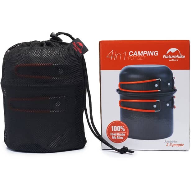 9 - Набор посуды для кемпинга 4 ед. Naturehike NH15T401-G, алюминий