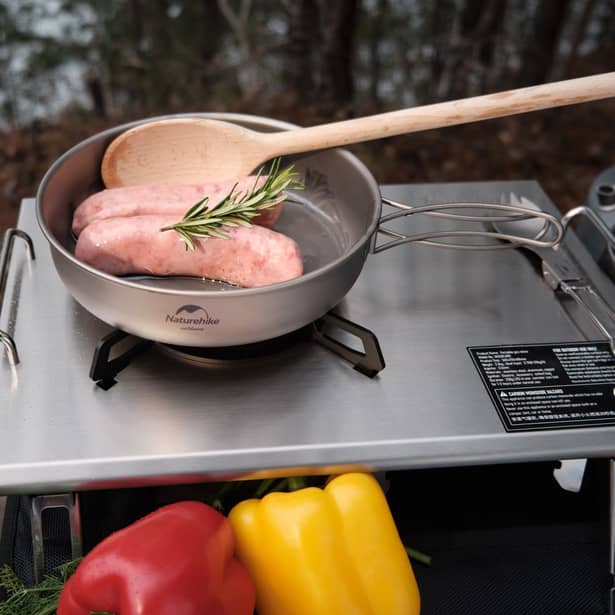 11 - Сковорода титановая с раскладной ручкой 17 см. Naturehike NH18T010-A