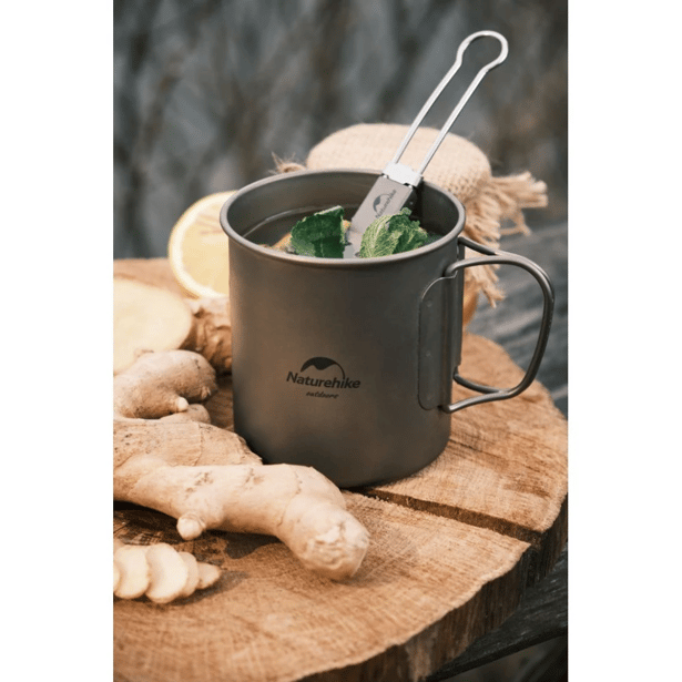 4 - Ложка титановая с мешочком Naturehike Titanium NH19C001-J. Серая