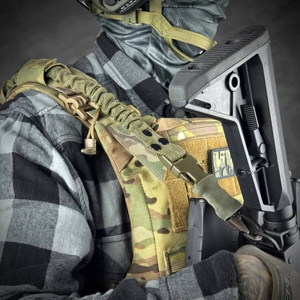 3 - Одноточковий плечовий ремінь RAGNAROK з кріпленням до плитоноски THOR Олива+Мультикам