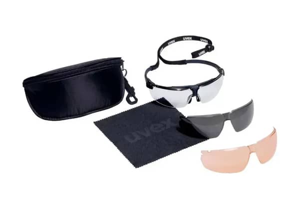 9 - Защитные очки тактические с 3 сменными линзами UVEX i-3 Tactical. Черный