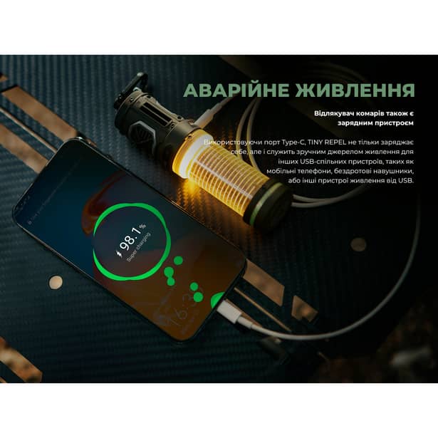 14 - Портативний фумігатор-ліхтар кемпінговий Flextail Tiny Repel S. Зелений