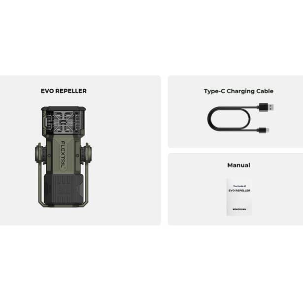 7 - Портативний фумігатор-ліхтар-павербанк кемпінговий Flextail Evo Repel. Зелений