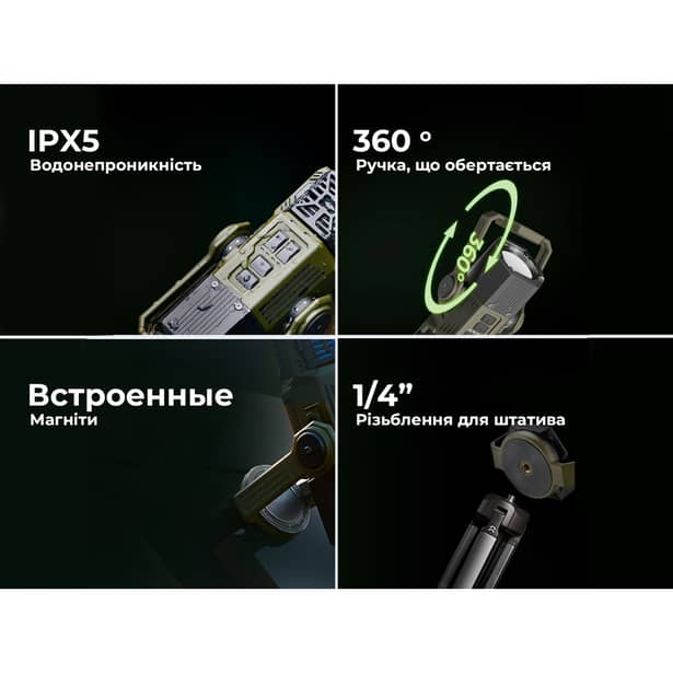 11 - Портативний фумігатор-ліхтар-павербанк кемпінговий Flextail Evo Repel. Зелений
