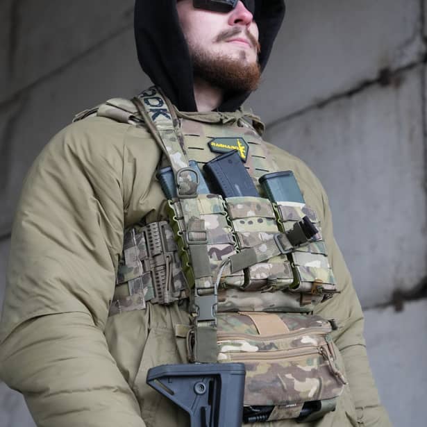 8 - Ремінь збройовий триточковий RAGNAROK з широким наплічником KRAKEN carbine. Мультикам