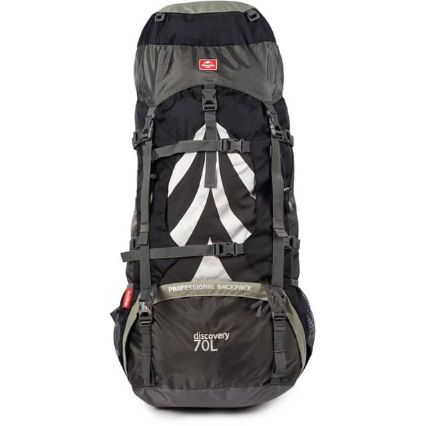 1 - Рюкзак туристический Naturehike NH70B070-B, 70л+5л. Черно-серый