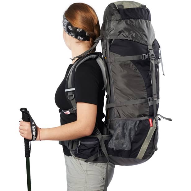 10 - Рюкзак туристический Naturehike NH70B070-B, 70л+5л. Черно-серый