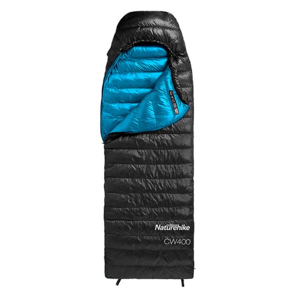 1 - Спальник з натуральним пухом Naturehike CW400 NH18C400-D, p-р L, чорно-блакитний