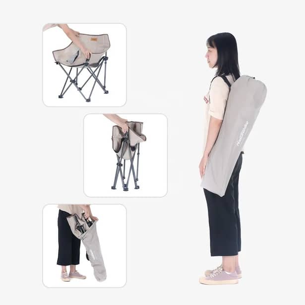 3 - Крісло складане Naturehike NH20JJ022 600D Oxford Cotton / сталь, чорний