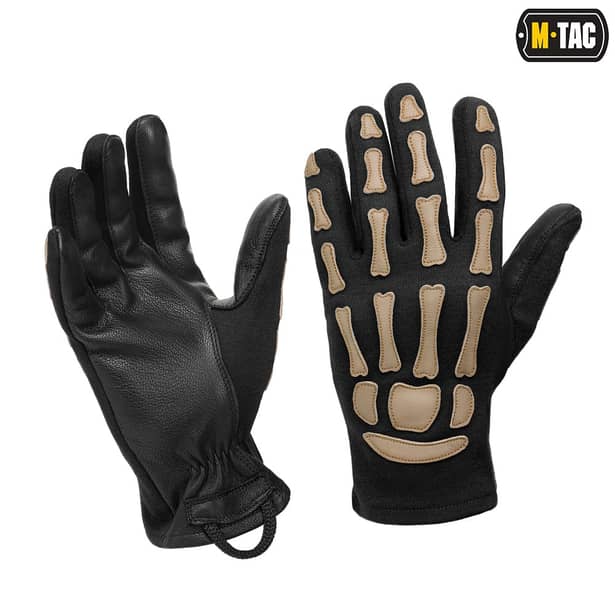 1 - Тактичні рукавички M-Tac Skeleton Nomex. Чорний/Койот