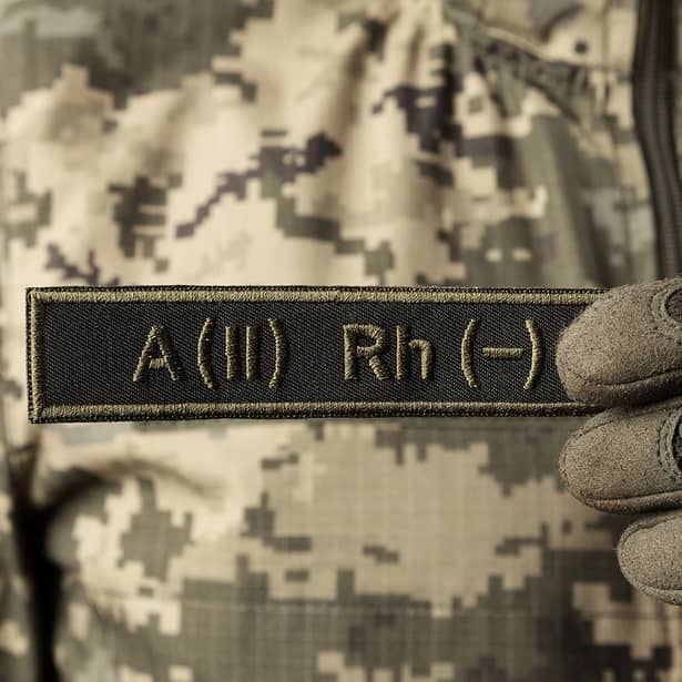 5 - Патч (шеврон) Specprom Группа крови А(2) Rh (-). Цвет Олива