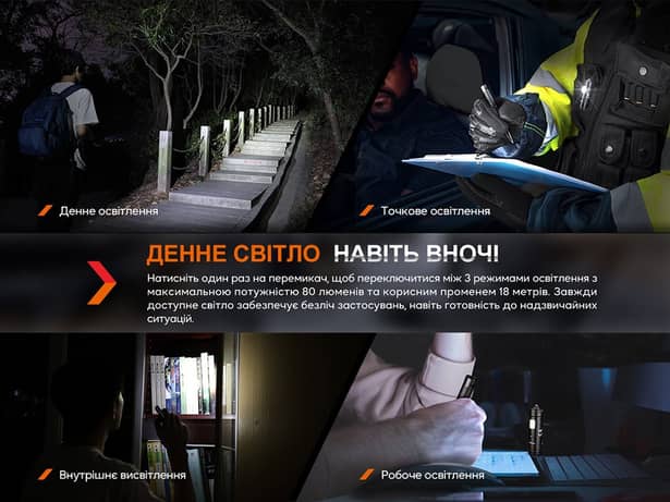 9 - Тактична ручка Fenix T6 з ліхтариком. Чорна