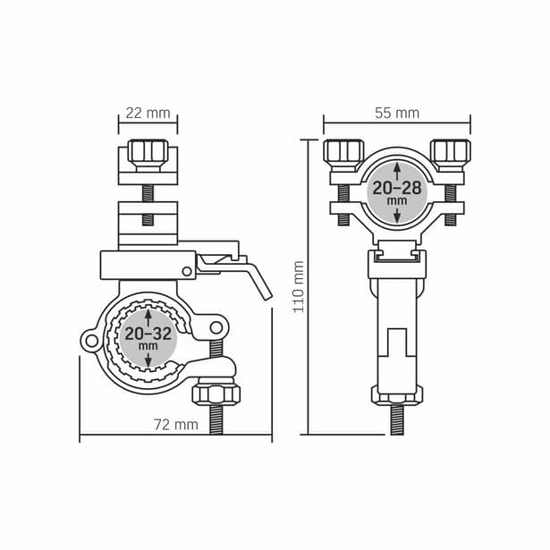 11 - Велосипедний тримач для ліхтариків універсальний VIDEX