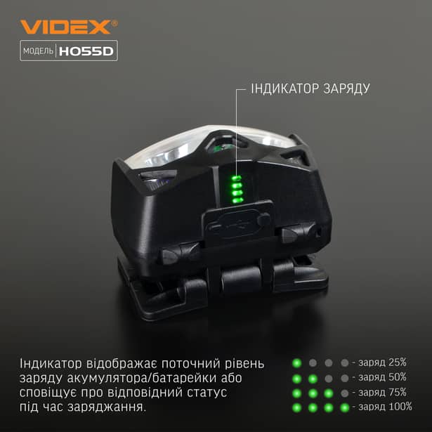 13 - Налобний світлодіодний ліхтар VIDEX 500Lm 5000K