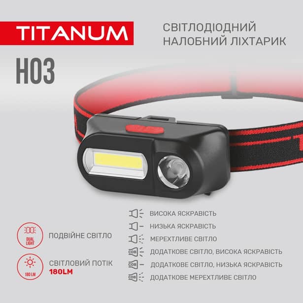 6 - Налобний світлодіодний ліхтар TITANUM 180Lm 6500K