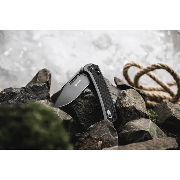 9 - Нож складной Ganzo G768PT-BK, черный (черный клинок)