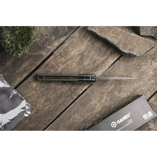 6 - Нож складной Ganzo G721B-GR зеленый, черный клинок