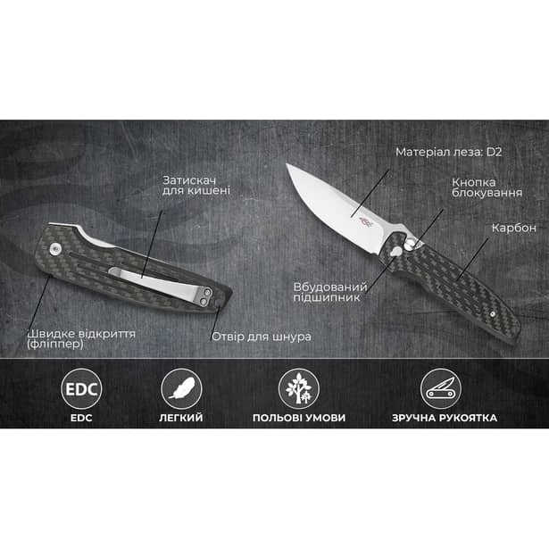 12 - Нож складной Ganzo Firebird FH926-CF карбон