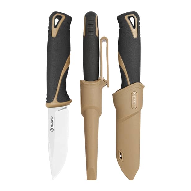 5 - Нож с ножнами Ganzo G807-DY, бежевый