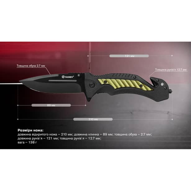 9 - Нож складной Ganzo G628-GR, зеленый