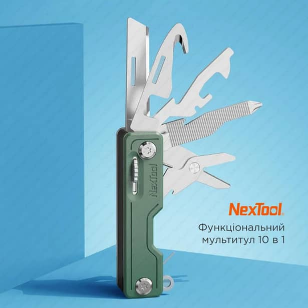 6 - Мультитул NexTool Multi Functional Knife, зелений