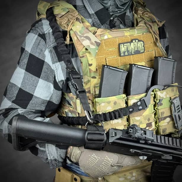 4 - Одноточечный ремень с комплектом креплений к плитоноске RAGNAROK THOR Черный