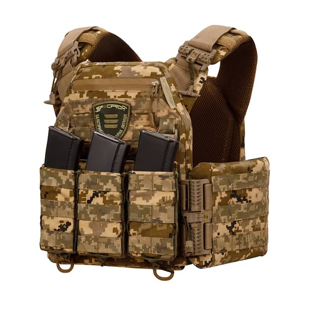 1 - Плитоноска Warmor Gen.3 Pro с системой быстрого сброса. (Комплект 3 подсумки) Molle. Цвет Пиксель ММ14