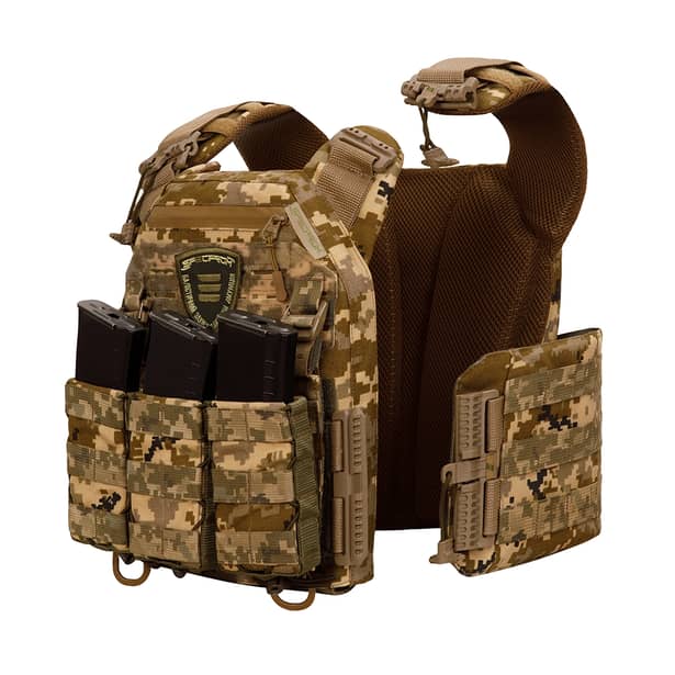 2 - Плитоноска Warmor Gen.3 Pro с системой быстрого сброса. (Комплект 3 подсумки) Molle. Цвет Пиксель ММ14