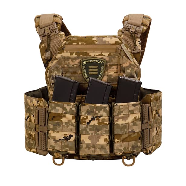 4 - Плитоноска Warmor Gen.3 Pro с системой быстрого сброса. (Комплект 3 подсумки) Molle. Цвет Пиксель ММ14