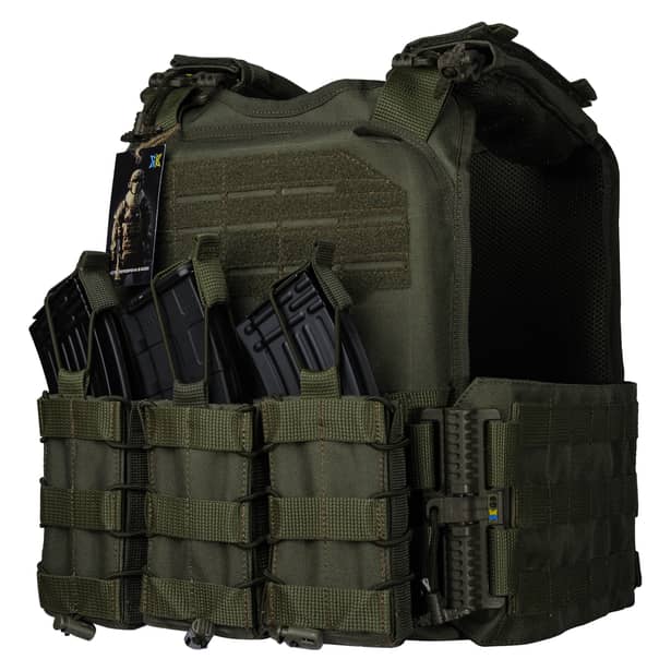 1 - Плитоноска Ares Gen.2 (Комплект 3 подсумки) С системой быстрого сброса, для бронеплит размером 25х30 см. Цвет Олива