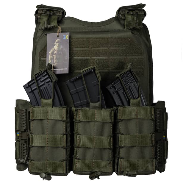 2 - Плитоноска Ares Gen.2 (Комплект 3 подсумки) С системой быстрого сброса, для бронеплит размером 25х30 см. Цвет Олива