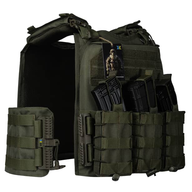 6 - Плитоноска Ares Gen.2 (Комплект 3 подсумки) С системой быстрого сброса, для бронеплит размером 25х30 см. Цвет Олива