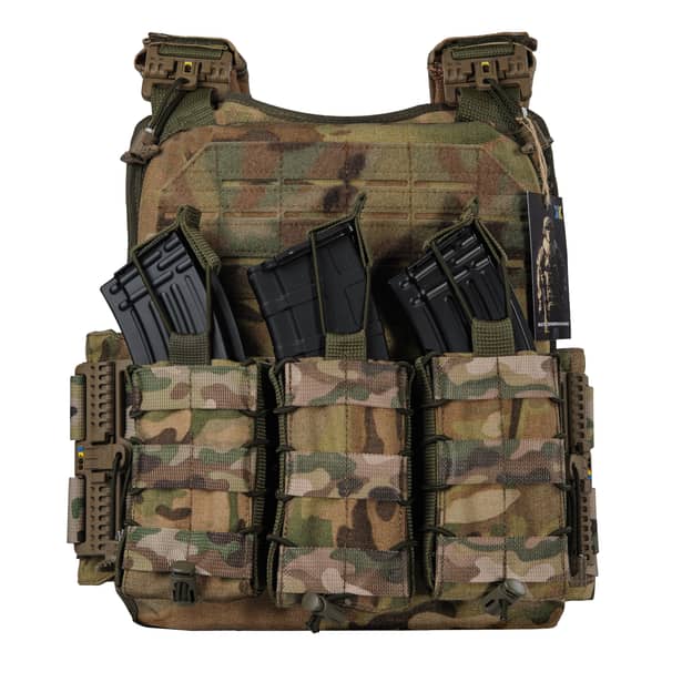 2 - Плитоноска Ares Gen.2 (Комплект 3 подсумки) С системой быстрого сброса, для бронеплит размером 25х30 см. Цвет Мультикам