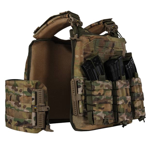 3 - Плитоноска Ares Gen.2 (Комплект 3 подсумки) С системой быстрого сброса, для бронеплит размером 25х30 см. Цвет Мультикам