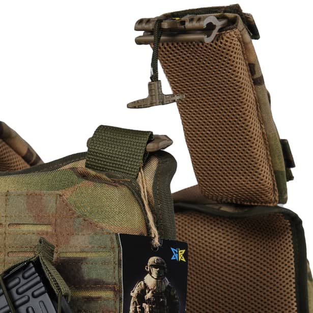 7 - Плитоноска Ares Gen.2 (Комплект 3 подсумки) С системой быстрого сброса, для бронеплит размером 25х30 см. Цвет Мультикам