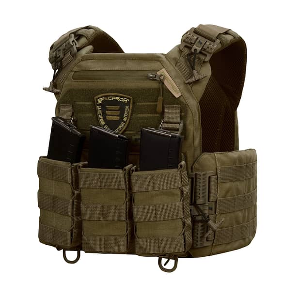 1 - Плитоноска Warmor Gen.3 Pro с системой быстрого сброса. (Комплект 3 подсумки) Molle. Цвет Олива