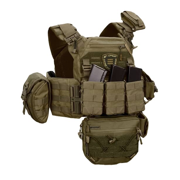 3 - Плитоноска Warmor Gen.3 Pro Max. Система быстрого сброса. (Комплект 7 подсумков). Цвет Олива