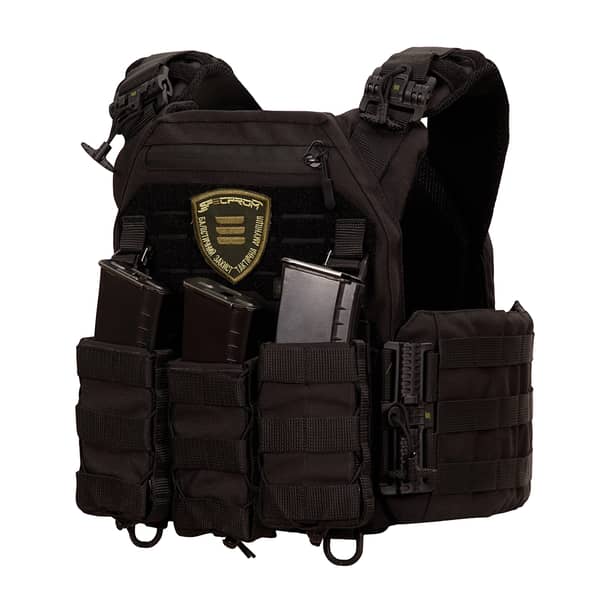 1 - Плитоноска Warmor Gen.3 Pro с системой быстрого сброса. (Комплект 3 подсумки) Molle. Цвет Черный