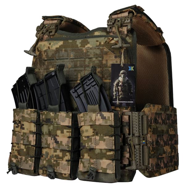 1 - Плитоноска Ares Gen.2 (Комплект 3 подсумки) С системой быстрого сброса, для бронеплит размером 25х30 см. Цвет Пиксель ММ14