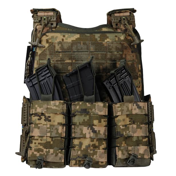 2 - Плитоноска Ares Gen.2 (Комплект 3 подсумки) С системой быстрого сброса, для бронеплит размером 25х30 см. Цвет Пиксель ММ14