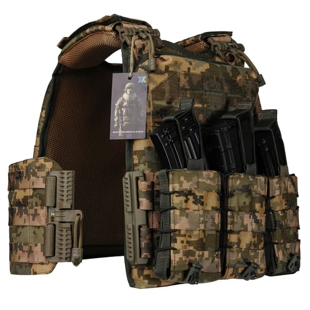 6 - Плитоноска Ares Gen.2 (Комплект 3 подсумки) С системой быстрого сброса, для бронеплит размером 25х30 см. Цвет Пиксель ММ14