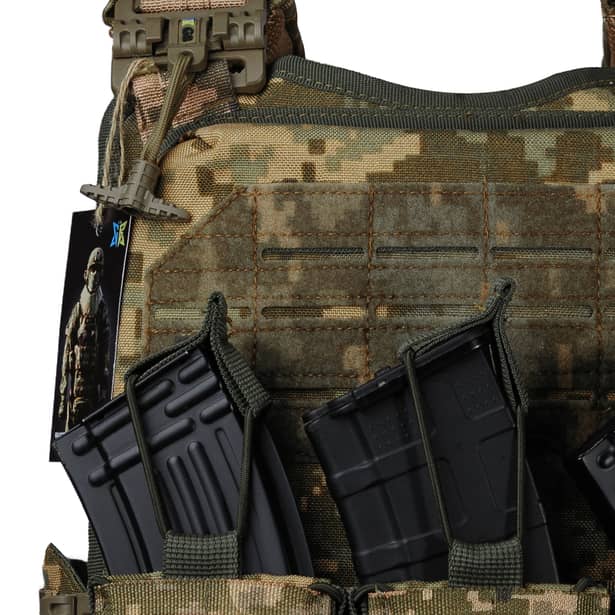 8 - Плитоноска Ares Gen.2 (Комплект 3 подсумки) С системой быстрого сброса, для бронеплит размером 25х30 см. Цвет Пиксель ММ14