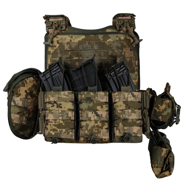 2 - Плитоноска Ares Gen.2. (Комплект 7 подсумков) с системой быстрого сброса. Molle. Цвет Пиксель