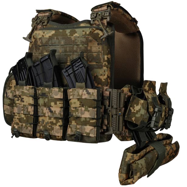 1 - Плитоноска Ares Gen.2. (Комплект 7 подсумков) с системой быстрого сброса. Molle. Цвет Пиксель
