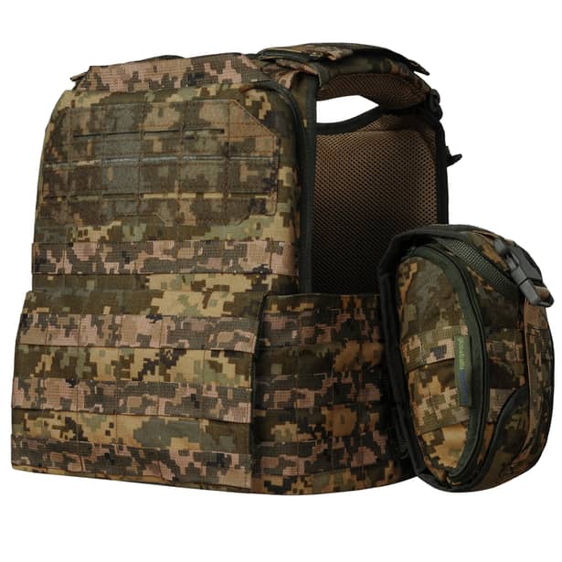 4 - Плитоноска Ares Gen.2. (Комплект 7 подсумков) с системой быстрого сброса. Molle. Цвет Пиксель